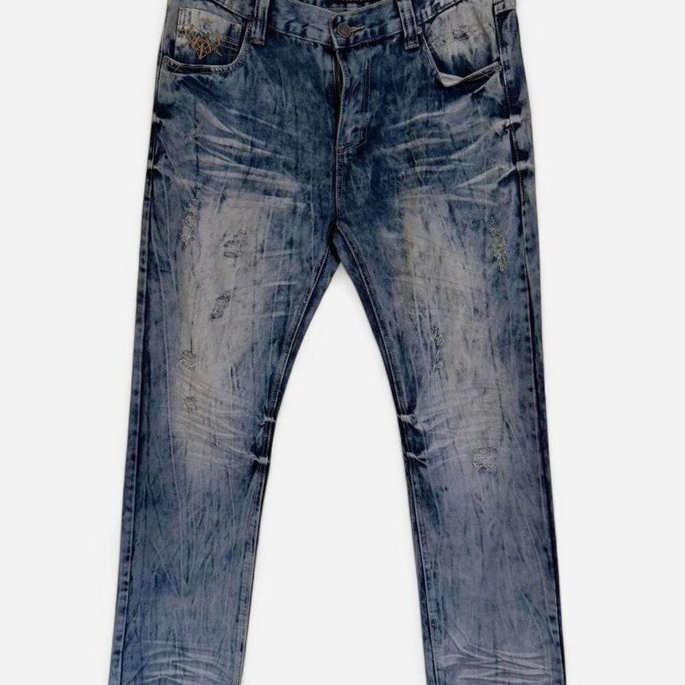 CJ Black Premium Acid Wash Distressed Jeans - 34x34 - Heavy Stitch